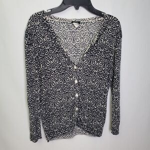 J.Crew Printed Silk-Linen Cardigan Sweater Size Medium